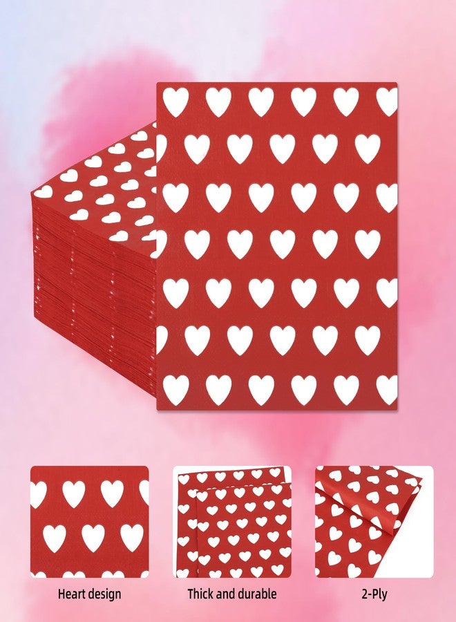 AimFun 100Pcs Valentine's Day Paper Napkins Red Heart Disposable Dinner Napkins for Weddings, Parties, Showers (Hearts) - Image 3